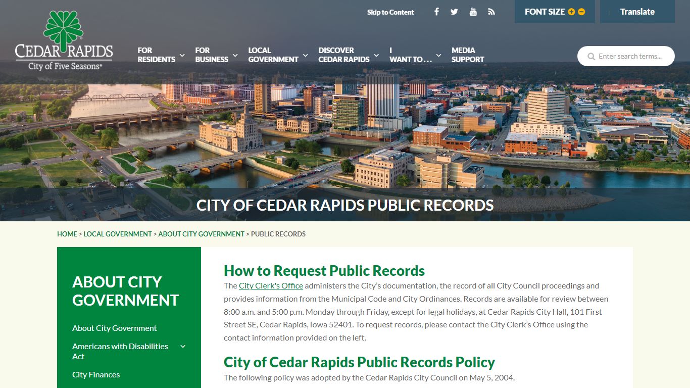 City of Cedar Rapids Public Records