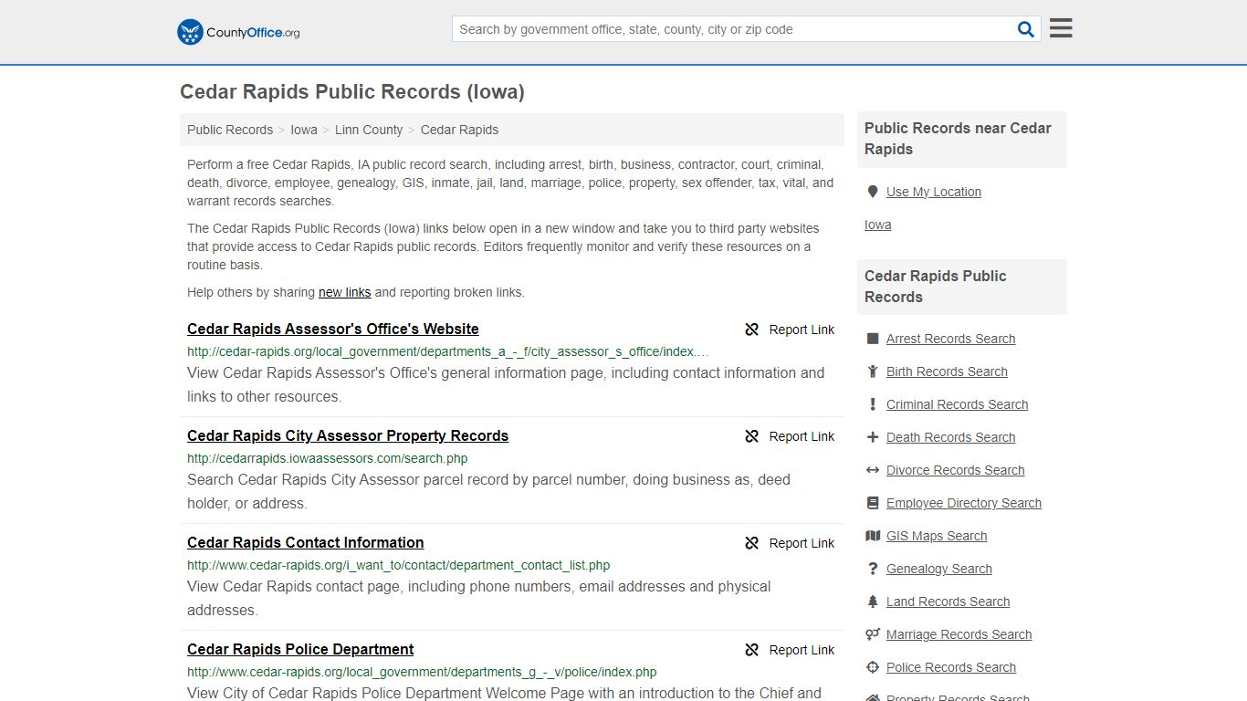 Public Records - Cedar Rapids, IA (Business, Criminal, GIS, Property ...